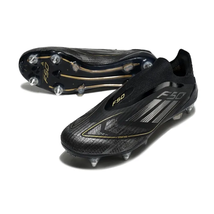 adidas F50 Elite Laceless SG - Core Black/Iron Met/Gold Met