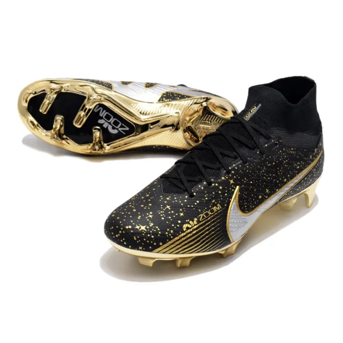Nike Zoom Mercurial Superfly 9 Elite FG Black Metallic Gold White